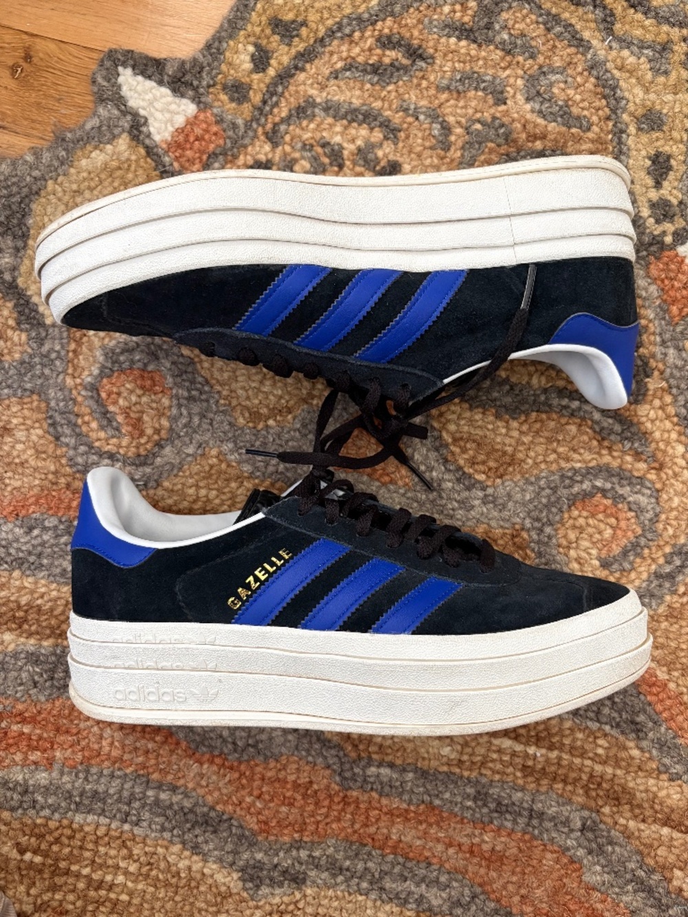 Adidas Platform Gazelle Sneakers in Black/Lucid Blue Women’s US 9